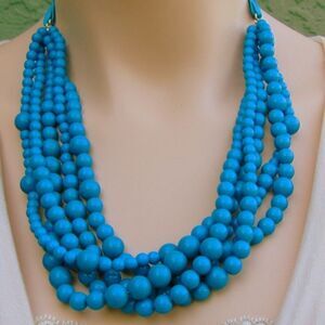 EUC Turquoise Colored Heavy Beaded 5 Strand Necklace